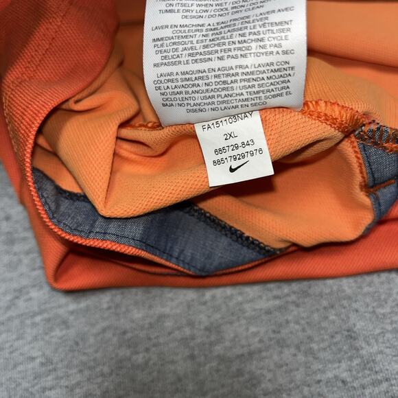 Nike Golf Tour Performance Dri-Fit Men's 2XL Orange Polo Hidden Collar Button - Picture 10 of 11